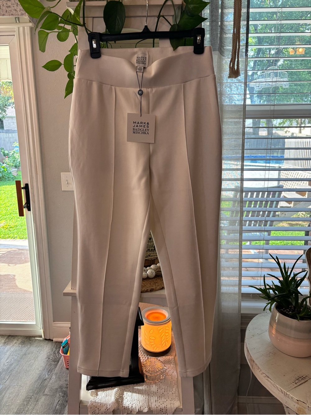Cream Ponte Ankle Pants